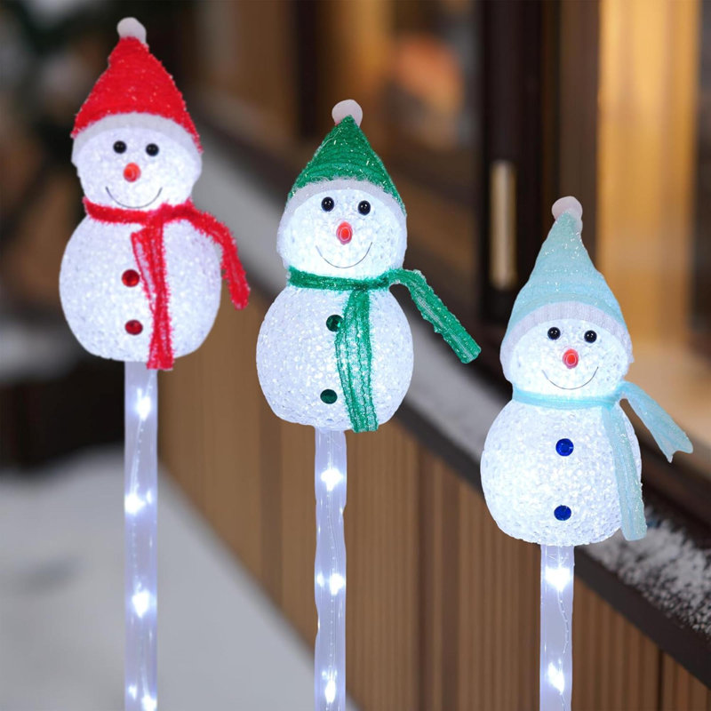 Ensemble de 6 lumières solaires de sentier de Noël pour l'extérieur avec bonhomme de neige et lumières de Noël