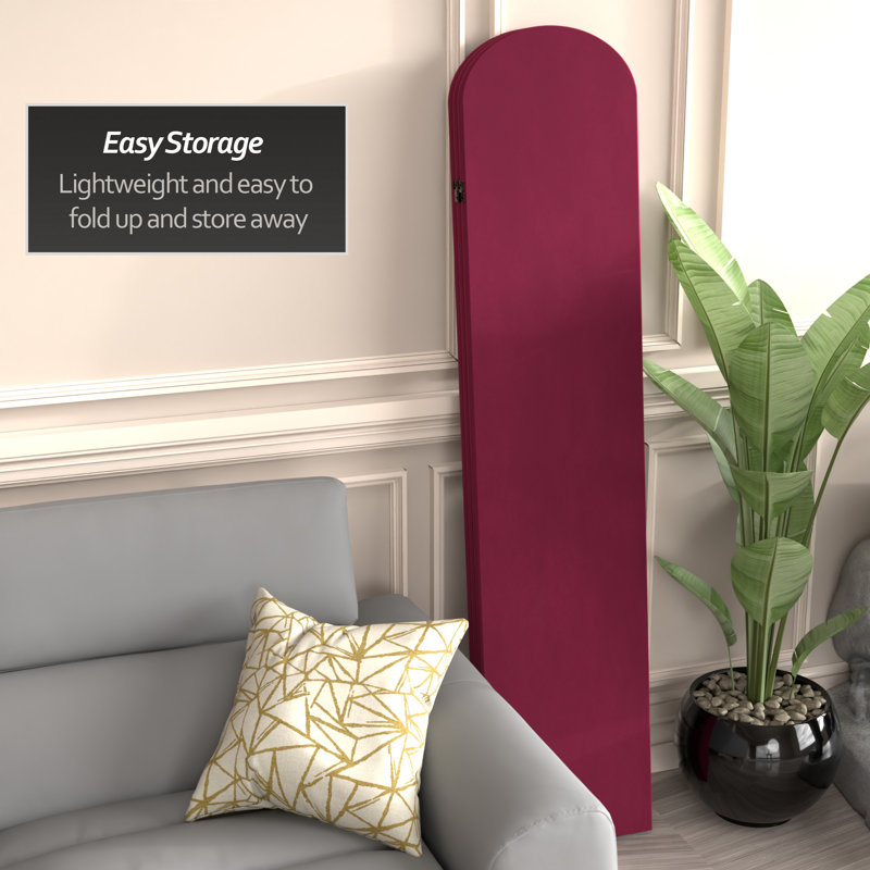 6 Ft. Classic Arch Velvet Room Divider Blue 3 Panel, Burgundy