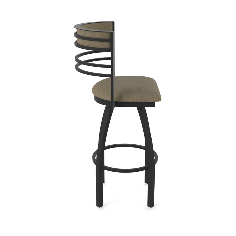 Hunter Swivel Stool, Black Wrinkle, Tabouret de bar (siège d'une hauteur de 36 po), Tissu liège graphique