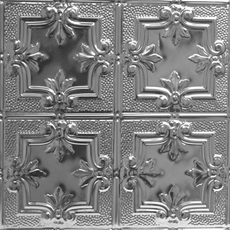 Carreau de plafond en fer-blanc clouté 2 pi x 2 pi Antoinette, Acier brut