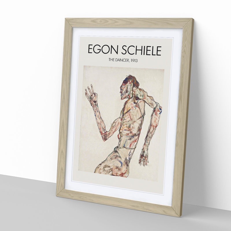The Dancer by Egon Schiele - Picture Frame Painting, 48cm H x 36cm W x 2cm D, Oak Framed