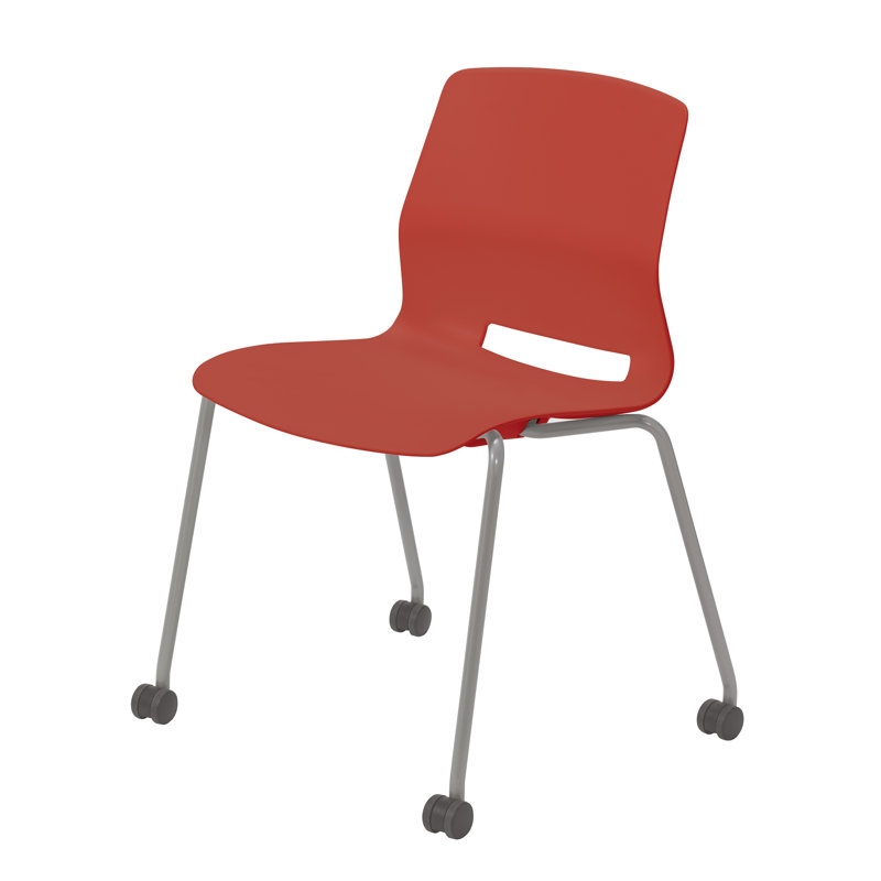 Chaise empilable Wille, Rouge Peri, Avec des roulettes