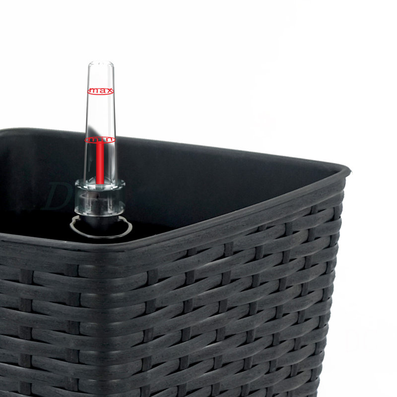 2-Pack Self-Watering Planter - Hand Woven Wicker - Thin Square, Espresso