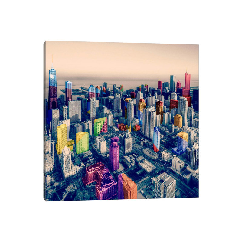 Chicago City Pop - Print on Canvas, 45.72 cm H x 45.72 cm W x 3.175 cm D, Wrapped Canvas