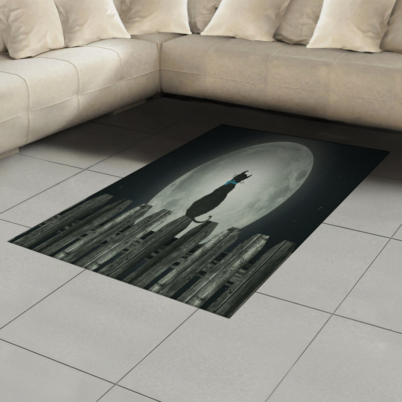 Tapis décoratif à longues fibres en polyester à haute densité Moon, Rectangle— 4 pi x 5 pi 8 po