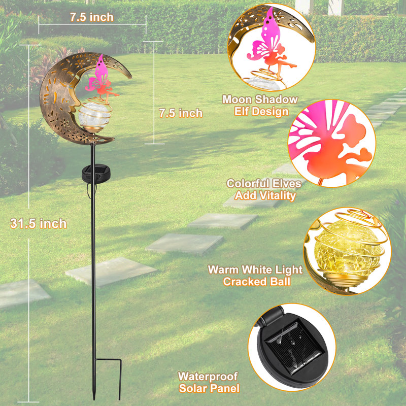Décor de lumières solaires de jardin Hunayda, lumières de piquet extérieur pour chemin de fée de la lune, lumières de paysage pour la cour, cadeau de la fête des Mères