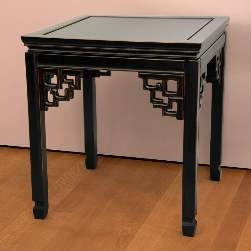 Lapathos Solid Wood End Table, Antique Black