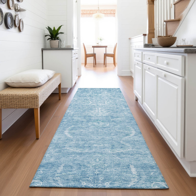 Premium Machine Washable Jamestown AMF1083 Damask Rug, Runner 2'3" x 7'6"