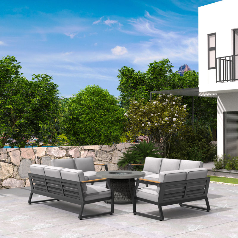Beilul 10 - Person Patio Conversation Set with Cushions, Gray/Black