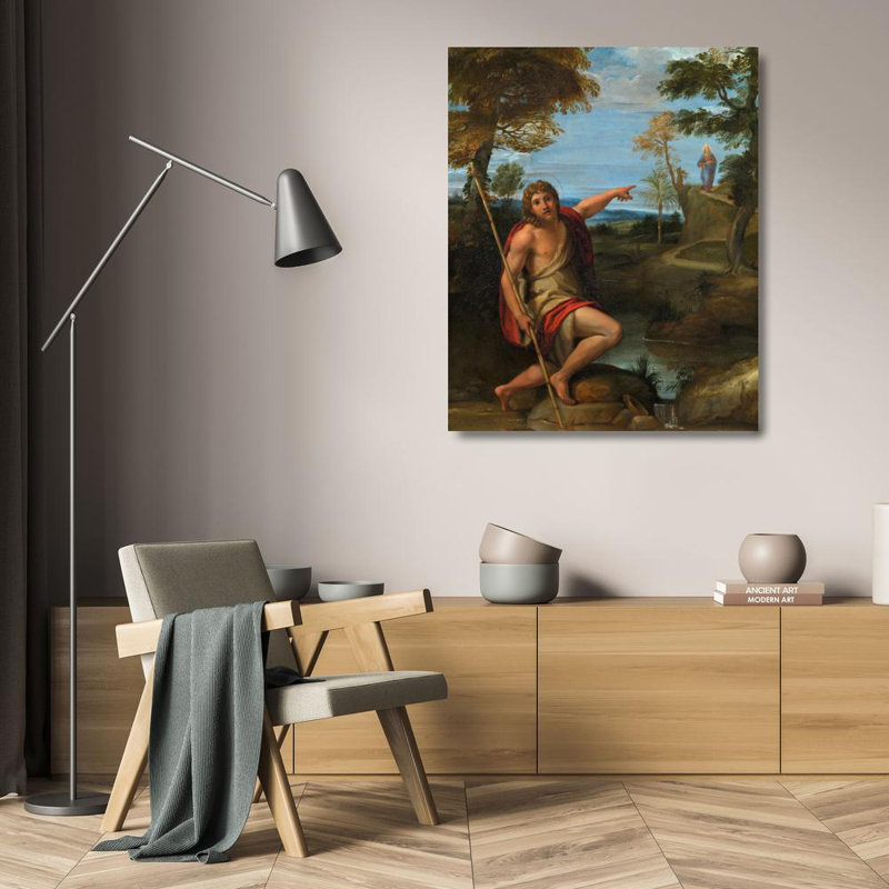 «Saint John the Baptist Bearing témoin» par Annibale Carracci - Art mural sur toile tendue avec châssis, H 24 po x l 17 po