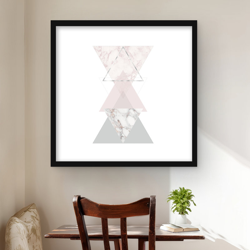 Art géométrique | Reproduction matte encadrée de formes scandinaves, H 24 po x l 24 po, Noir