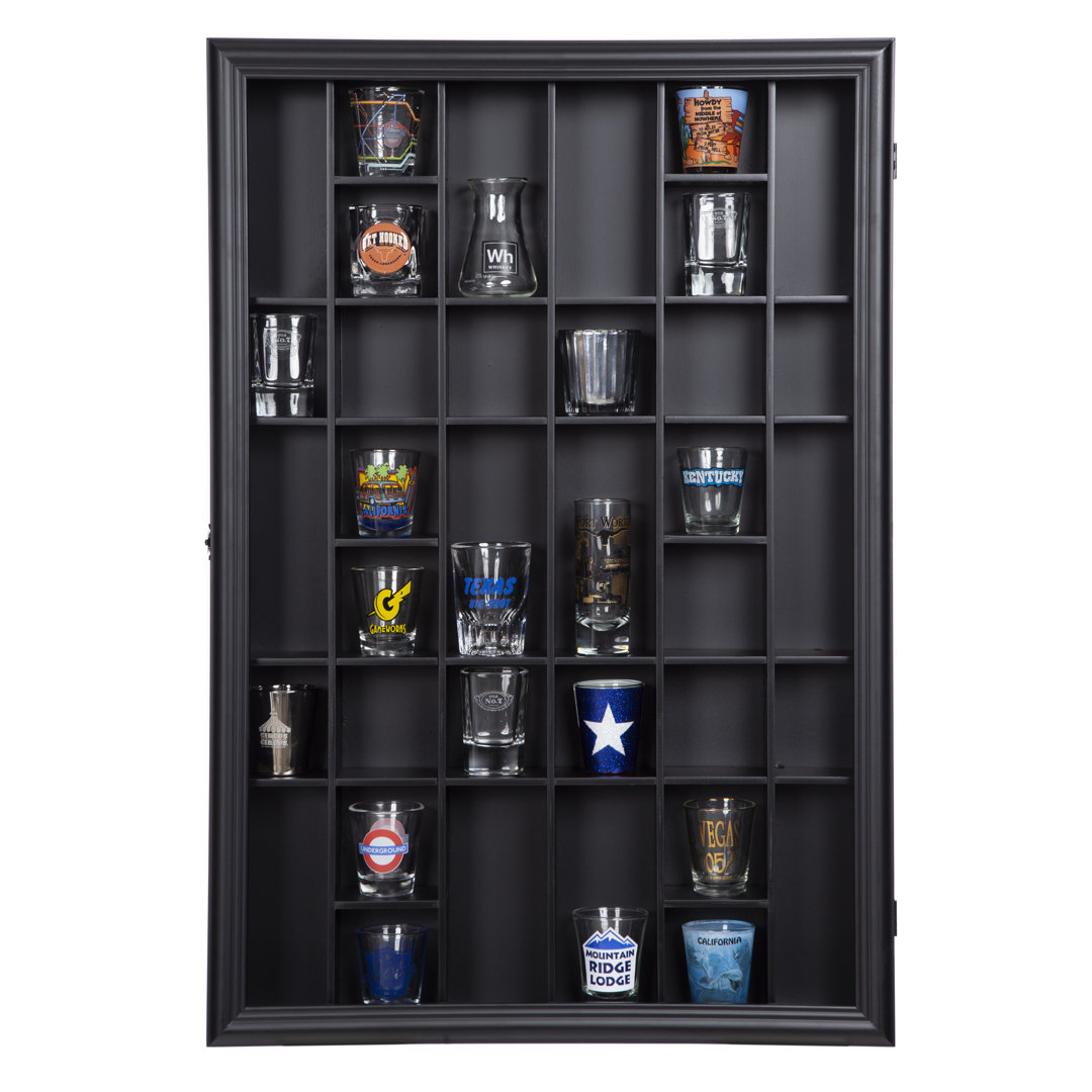 Gallery Solutions 26'' x 18" Wall Mount Curio & Shot Glass Display Case Gallery Solutions
