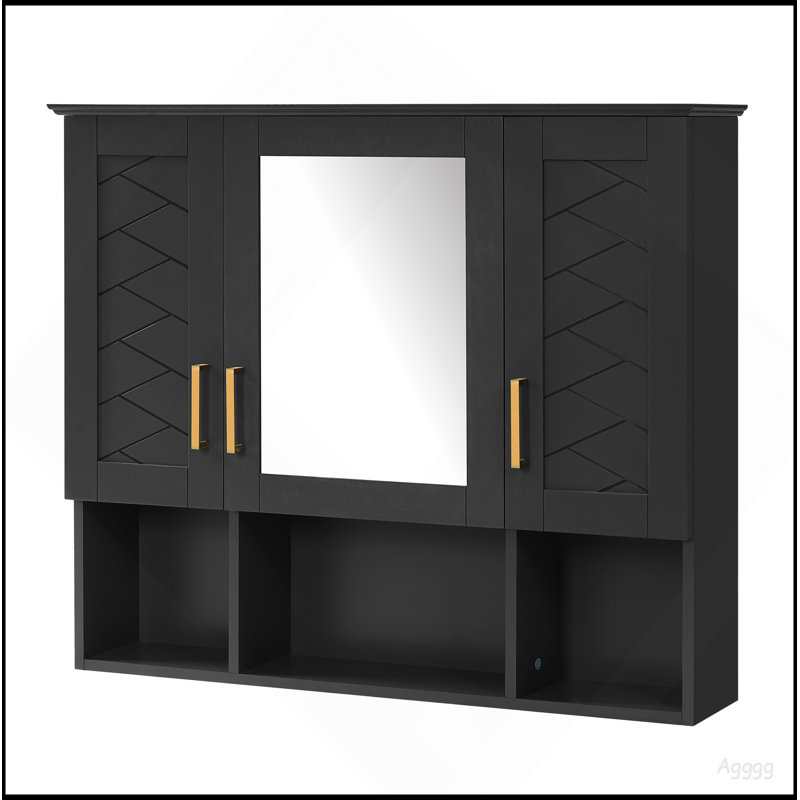 Armoire à pharmacie murale 35 po 2 en 1 avec tablettes réglables et portes à fermeture douce, miroir haute définition avec rangement pour meuble-lavabo de salle de bain