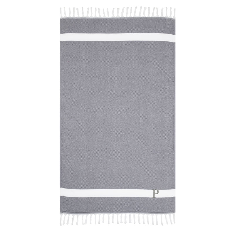 Serviette de plage Diamond Pestemal personnalisée 100% coton turc, Gris, P