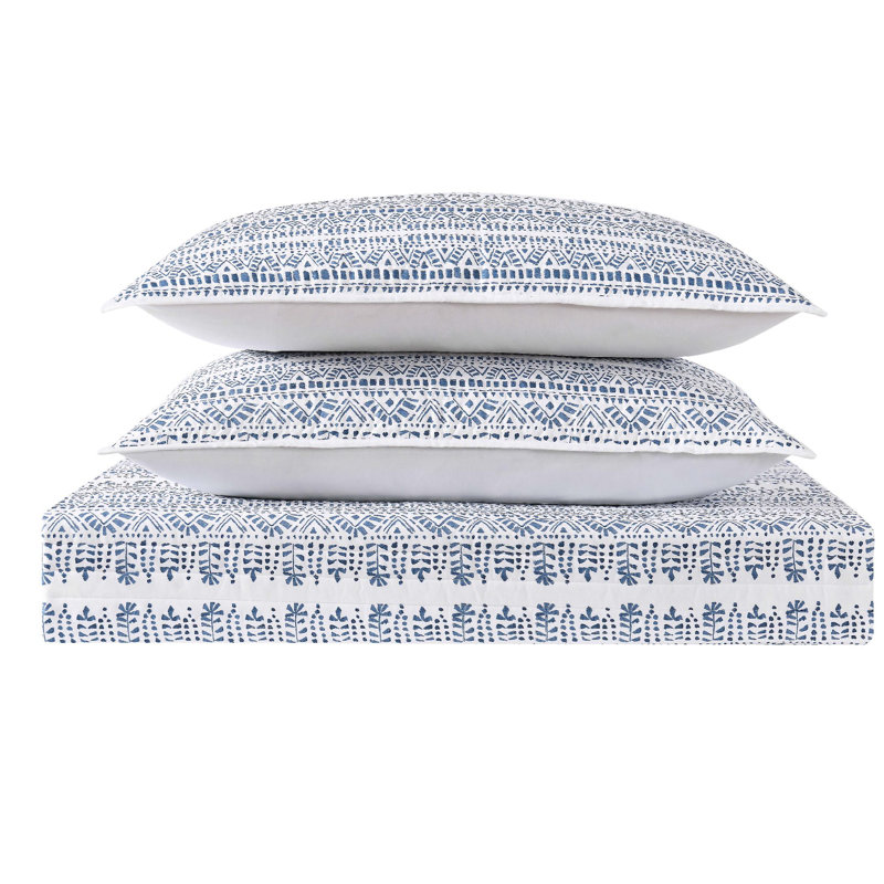 Ensemble de courtepointe Reef Blue / White Coastal, Courtepointe simple TG + 1 taie décorative