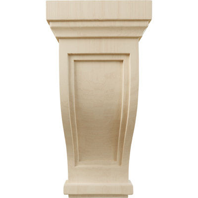 4 3/4"W x 5"D x 10"H Traditional Recessed Corbel, Rubberwood (2-Pack)