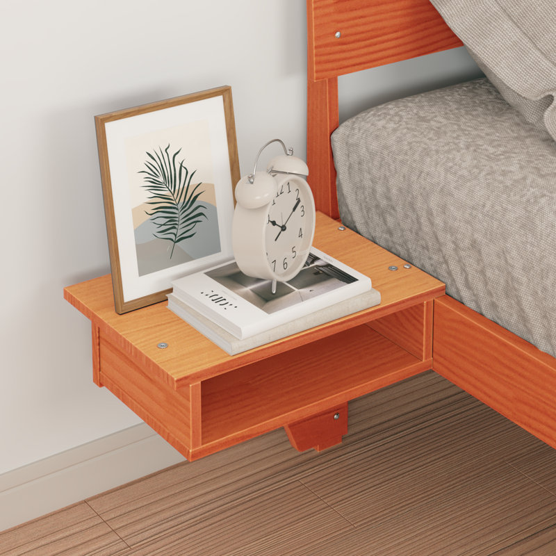Bed Frame With Bedside Tables With Headboard, Wax Brown, European Double (140 x 200 cm)