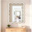 Miroir décoratif blanc rectangulaire en bois massif ondulé de 30 po x 40 po pour la chambre à coucher, la salle de bain, le salon et le vestibule-501782851-501782852