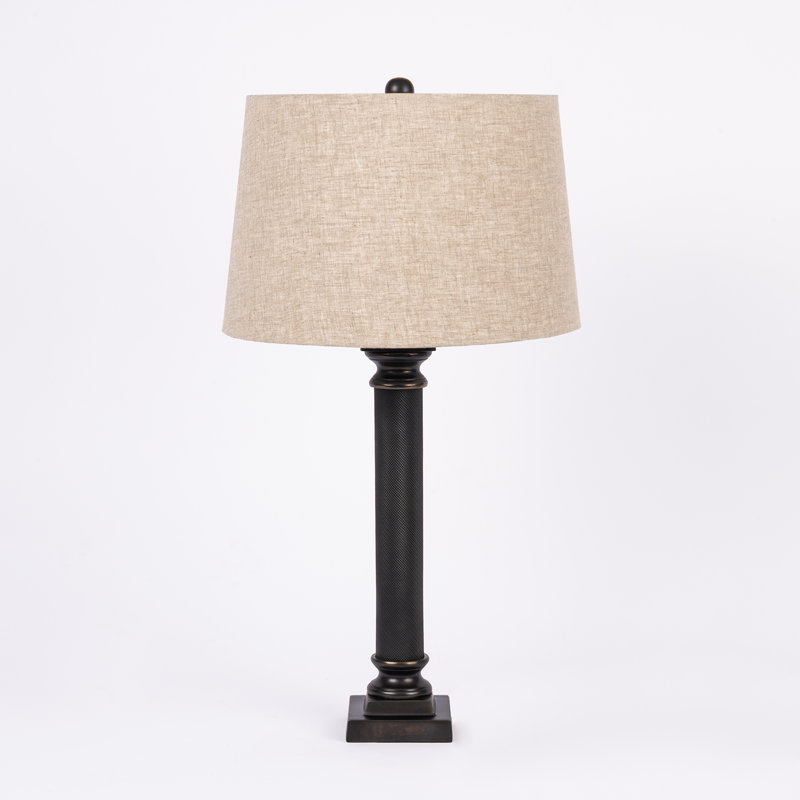 Textured Black Metal Candlestick Table Lamp