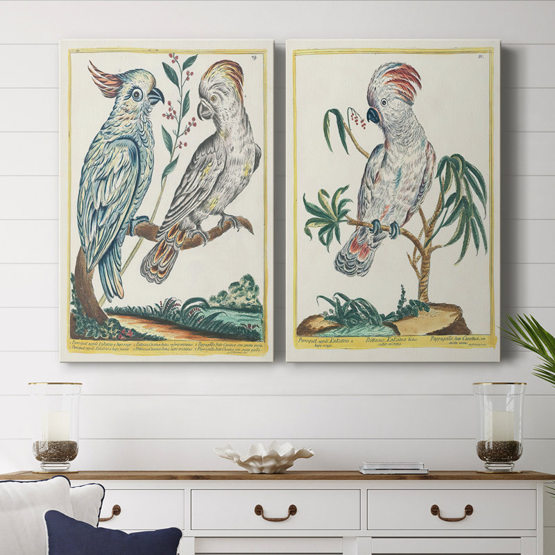 Toile tendue avec châssis I - Premium Pastel Birds, H 18 po x l 12 po
