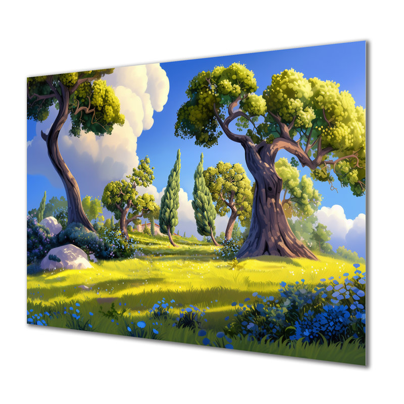«The Swaying Cypress Pointillism X - Vangogh», art mural traditionnel en métal, H 30 po x l 40 po