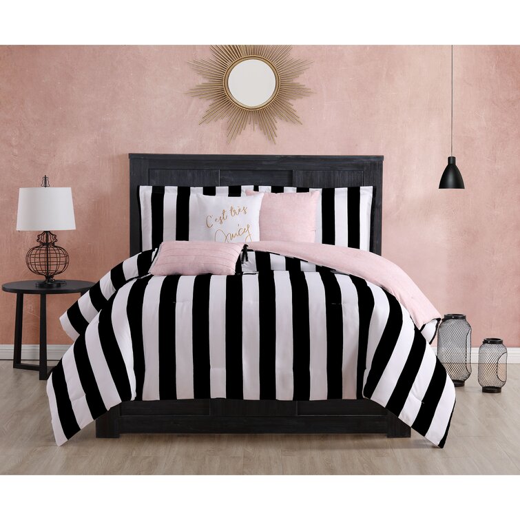 pink and black chanel comforter set