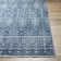Geometric Machine Woven Polyester Area Rug in Ice Blue/Dark Blue/White