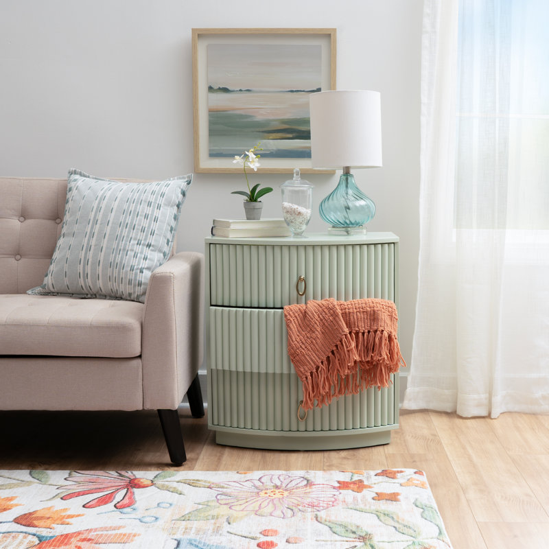 Chantel 3 Drawer Nightstand White, Green