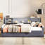 Lit de rangement simple gris avec tête de lit et tiroirs en velours - Compartiments spacieux, base et design fonctionnel-1759113577