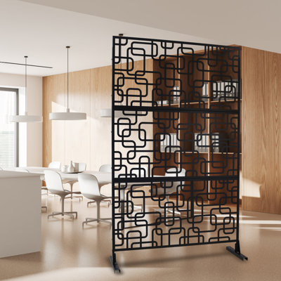 Clôture d'intimité pour l'extérieur l 76 "H48" - Métal, construction, écran autoportant noir pour balcon, pelouse, jardin,