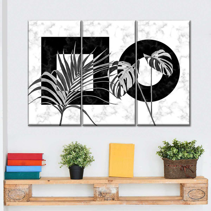 Déco feuilles tropicales 3 pièces, H 20 po x l 33 po x P 1,25 po