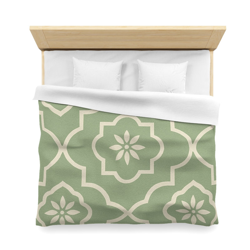 Microfiber Duvet Cover Boho Style, Design 32, King Duvet Cover, White
