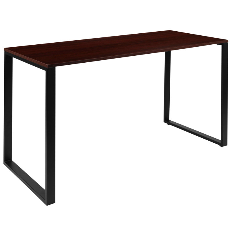 Antawan Commercial Grade Office Computer Desk and Home Office Desk, 29.75" H x 55" W x 23.5" D, Mahogany/Black