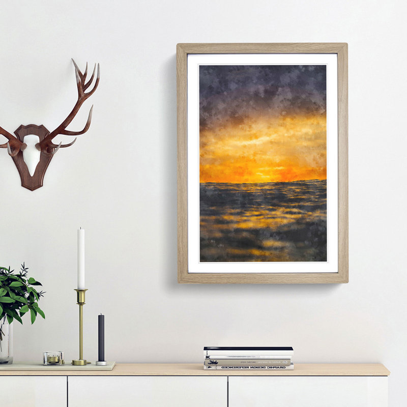 Ocean Of Clouds Abstract - Single Picture Frame Painting on MDF, 45cm H x 33cm W x 2cm D, Oak Framed