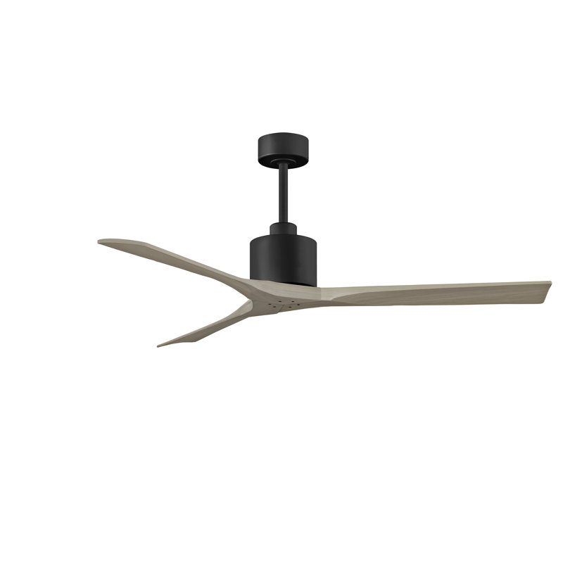 Nan Ceiling Fan In Textured Blades, Matte Black, Gray Ash Tone, 60"