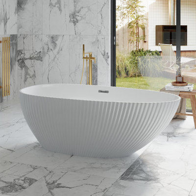 67 Inch Freestanding Bathtubs, Soaking Tub, Modern Free Standing Bathtub with Integrated Overflow, Deep Ergonomic Design for Spa-Like Relaxation, Acrylic