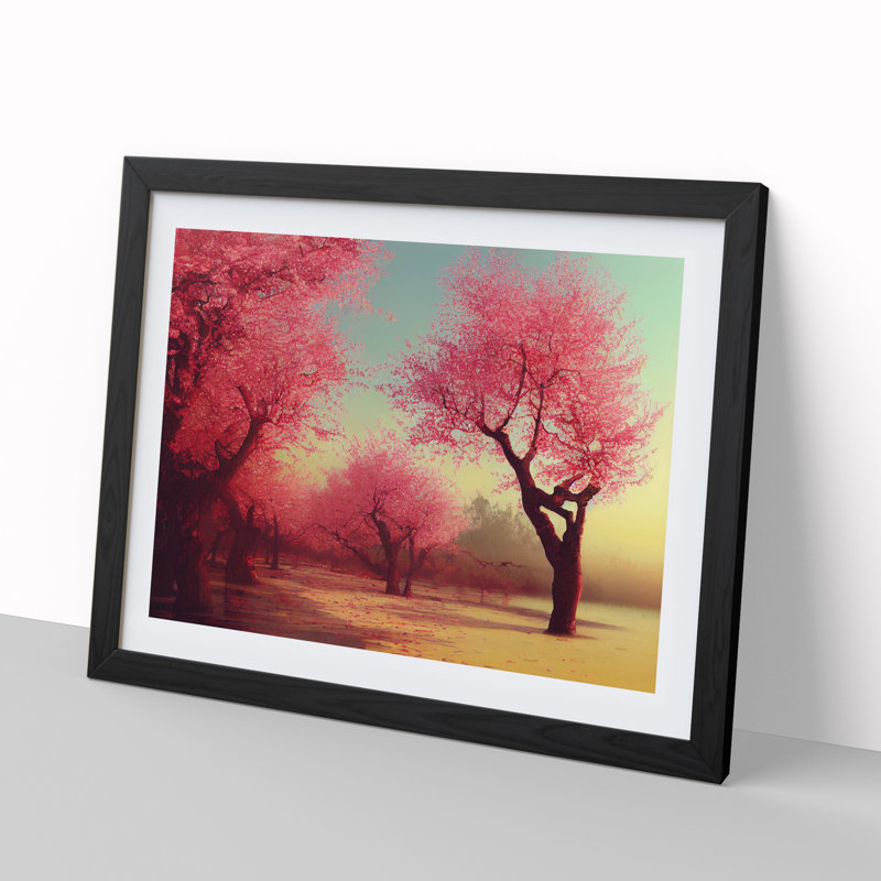 Dreamy Cherry Blossom Trees - Single Picture Frame Print, 46cm H x 64cm W, Black