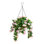 Fleurs artificielles suspendues dans un panier pour la décoration de jardin de patio, violet en soie artificielle dans un pot de fleurs réaliste pour l'extérieur