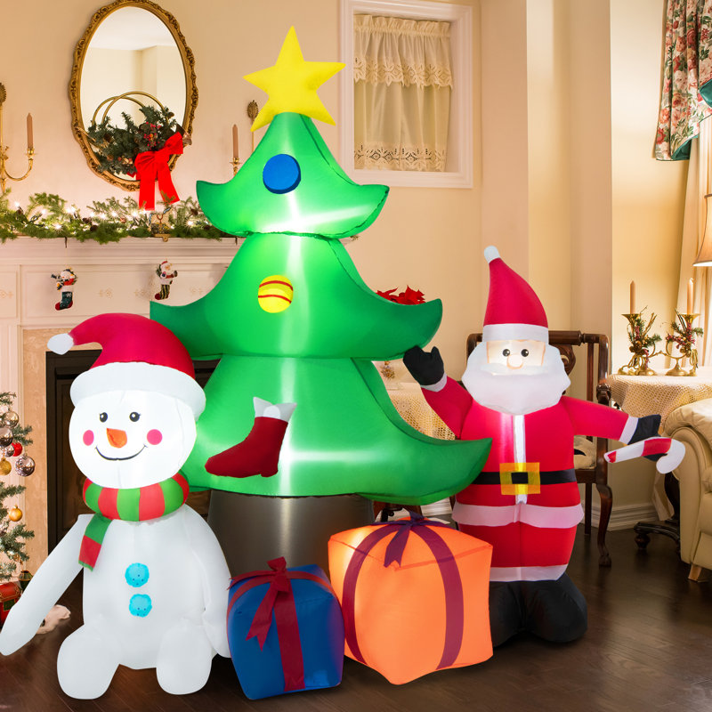 Weather Resistant Staked Christmas Santa Claus and Presents Inflatable Outdoor Decoration