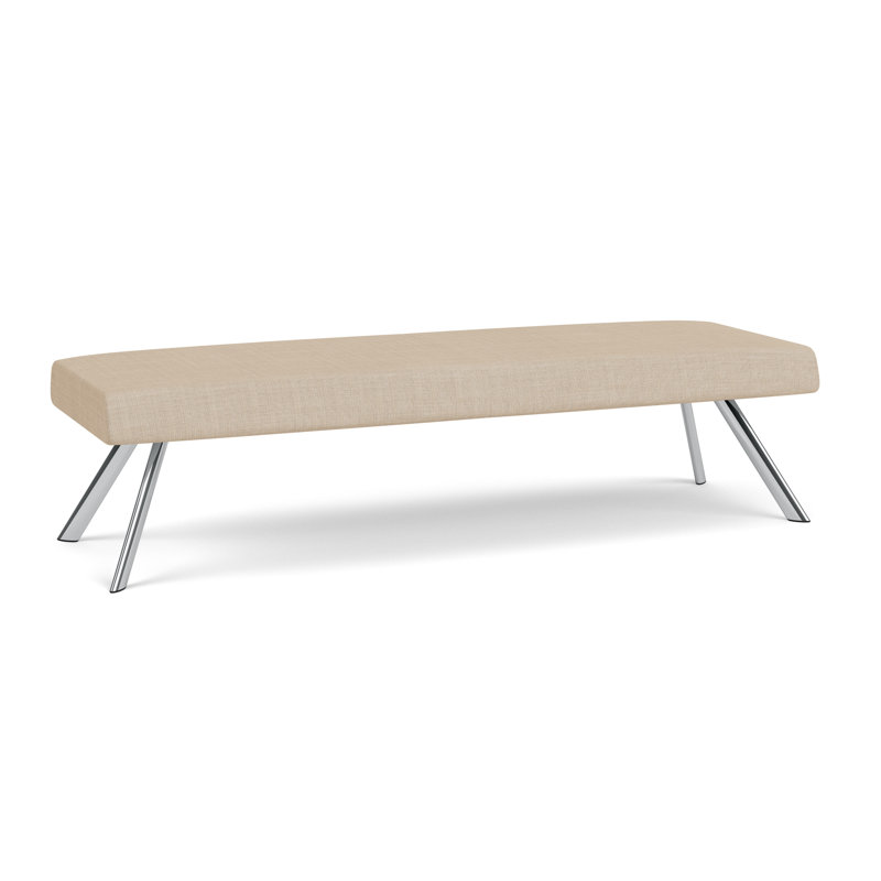 Banc de réception Willow, Chrome, Chambray calcaire - vinyle facile à nettoyer