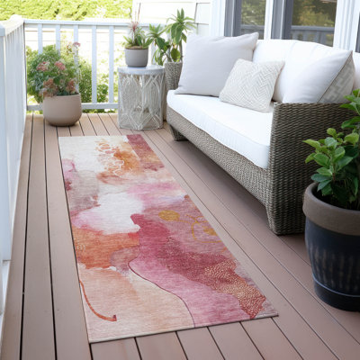 Tapis intérieur / extérieur rose lavable à la machine
