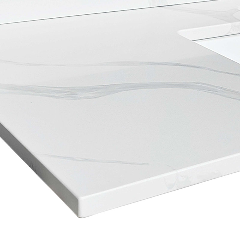 Plateau de meuble-lavabo en quartz de qualité supérieure avec lavabo encastré intégré et dosseret haut