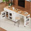 Îlot de cuisine 85,5 po avec table de salle à manger extensible, 3 tablettes latérales et prise de courant-1860993191