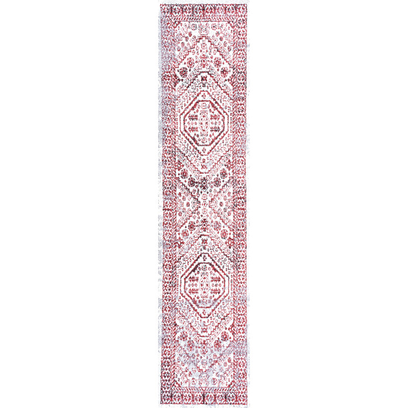 Boho Cottage Medallion Red/Ivory Rug, Runner 2' X 10'