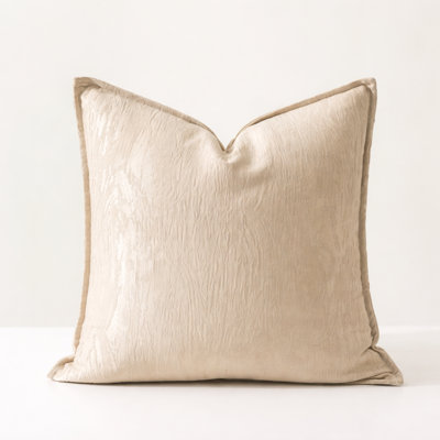 Champagne Chenille Woven Decoratie Filled Throw Pillow 18" X 18"