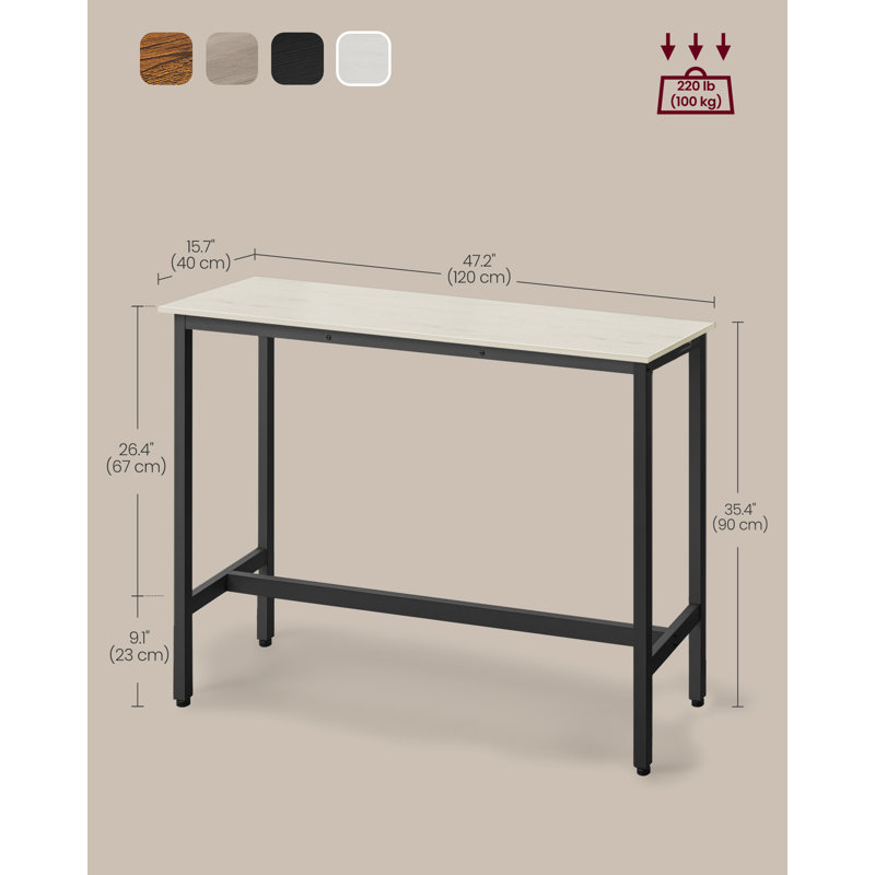 Bar Table, Rustic White, 35.4"H x 47.2"L x 15.7"W