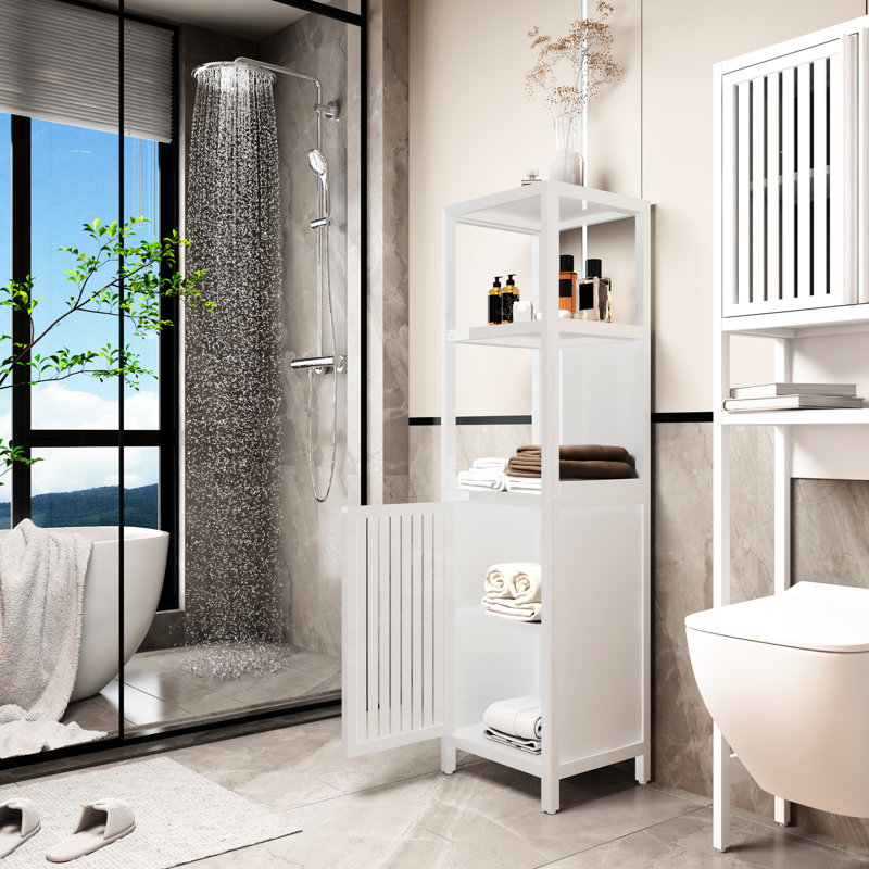 Armoire de rangement blanche pour une utilisation optimale de l'espace de la salle de bain et du salon
