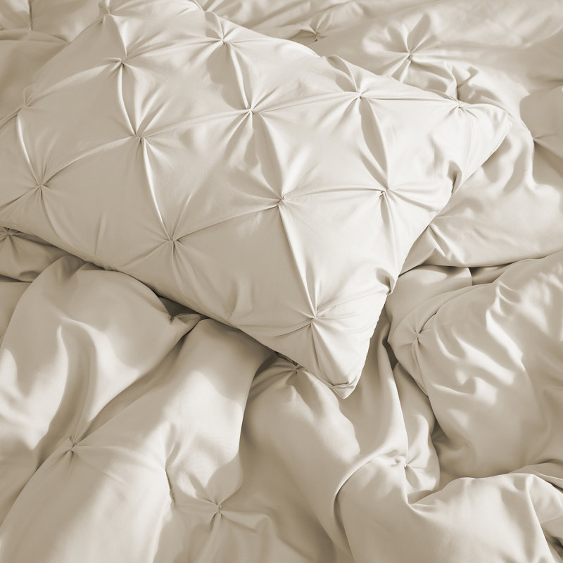 Ensemble de couette 3 pièces en microfibre à plis piqués Swift Home - Couleurs unies et motifs rayés - Toutes saisons, durable, facile d'entretien