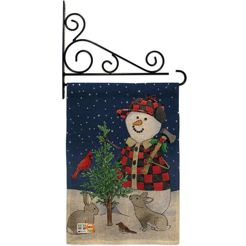 En toile jute à 2 côtés 19 po x l 13 po lumberjack snow snows winter wonderland drapeau de jardin