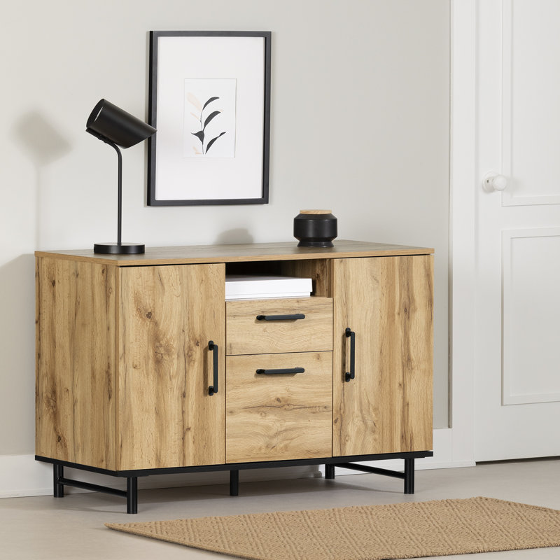 Ezra 29.25" Nordik Oak 2-Door Credenza with Drawers
